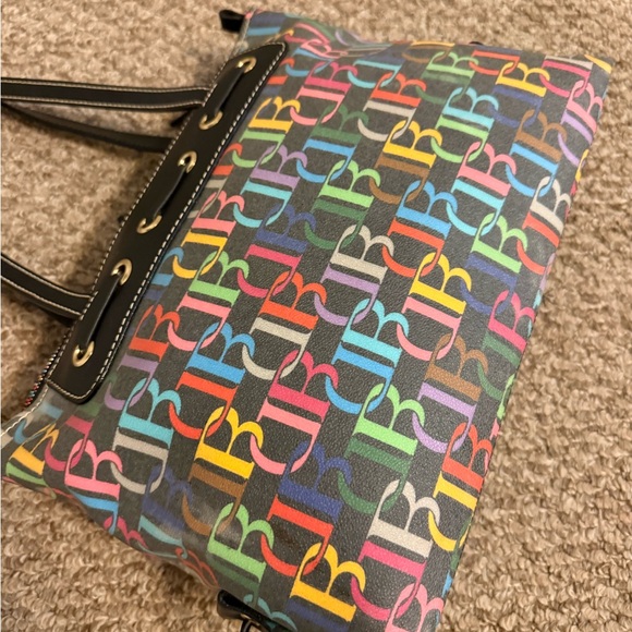 Y2K Girly Rainbow All Over Print Dooney and Bourke Shoulder Bag Genuine Leather - Picture 2 of 16